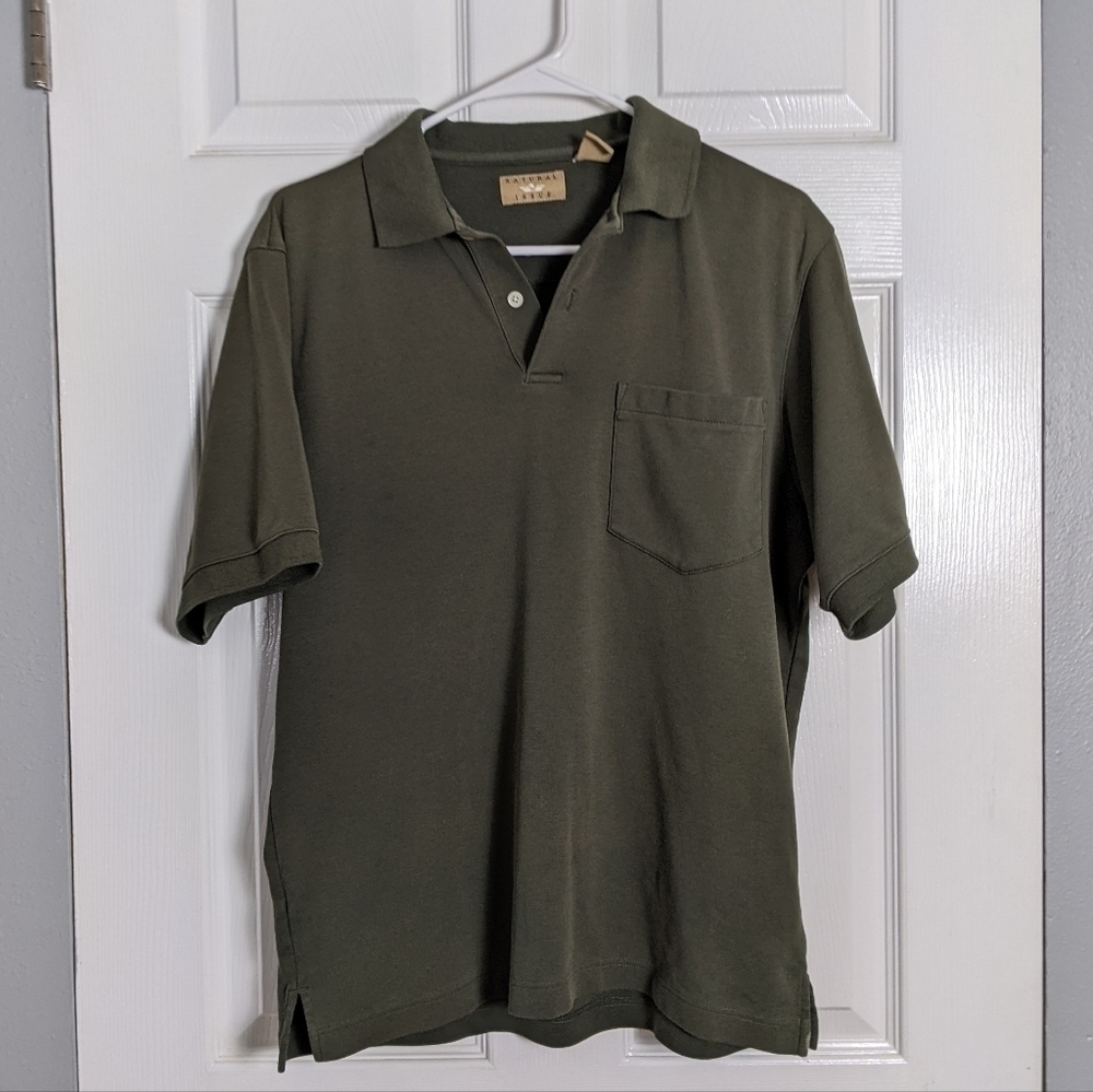 Natural Issue‎ Men's Olive Green Preppy Academia Short Sleeve Golf Polo Size S